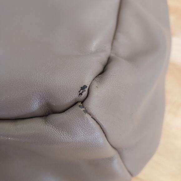 Sandra Roberts Square Quilted Faux Vegan Taupe Leather Shoulder Clutch Bag Purse - Picture 12 of 12